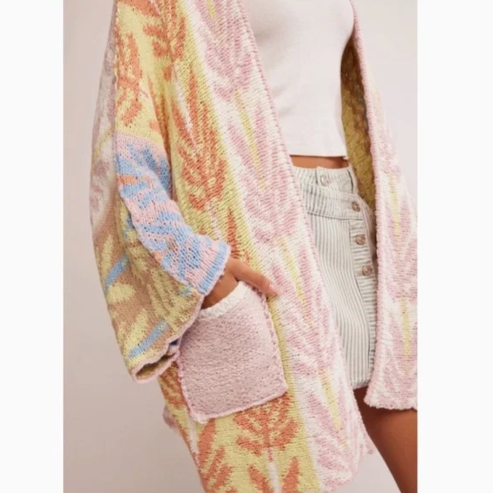 BEST Free People Mallorca Oversize Open Front Cardigan Knit Breeze Combo XS/S - Picture 4 of 7